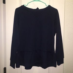 Navy sweater with ties in the back